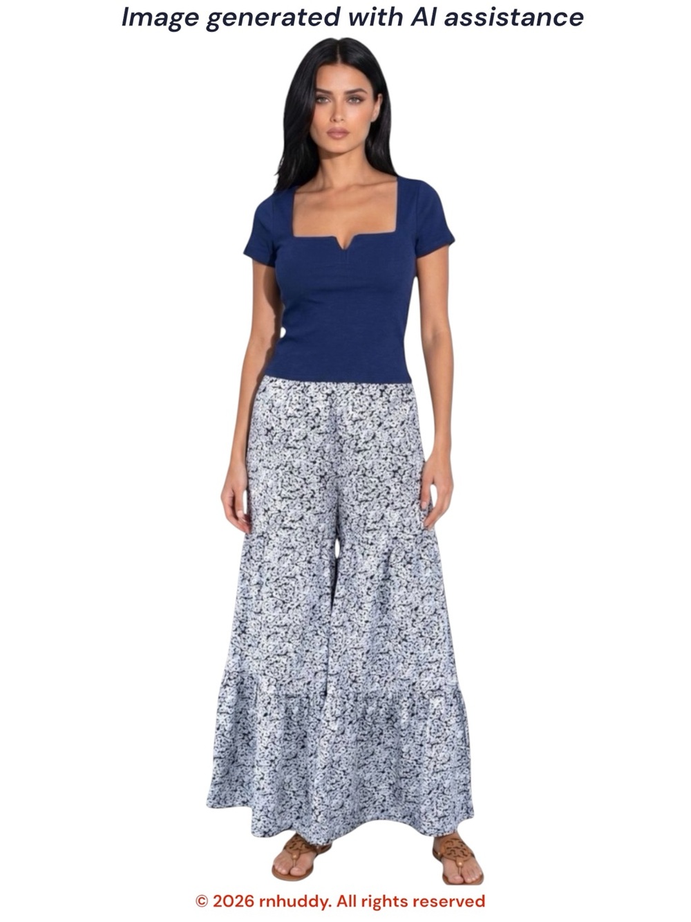 How.Very.Loved. M navy/white floral flowy pants